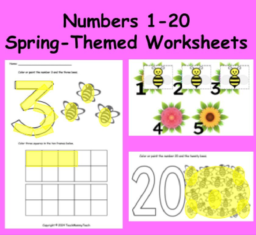 Preview of spring-themed Identifying Numbers Printable